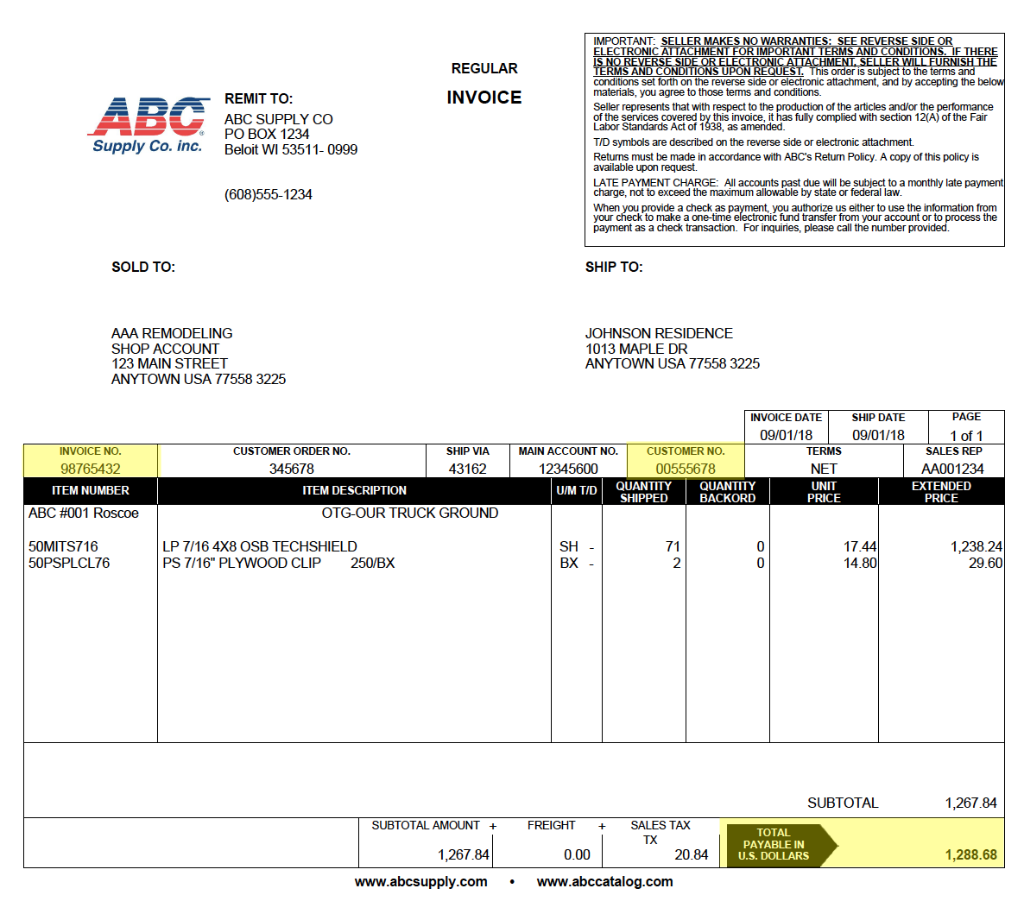 Example Invoice